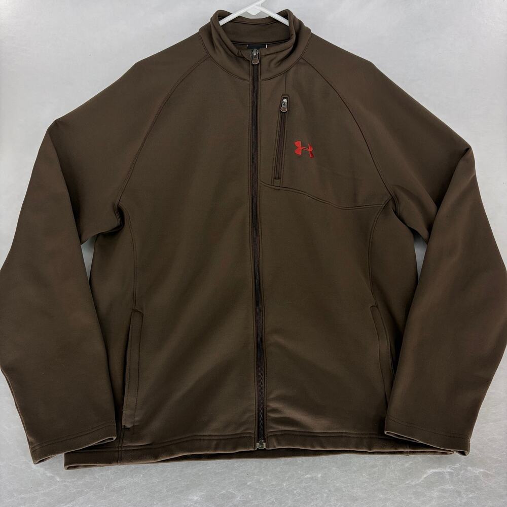 Under Armour Brown Soft Shell Full Zip Jacket Men's M